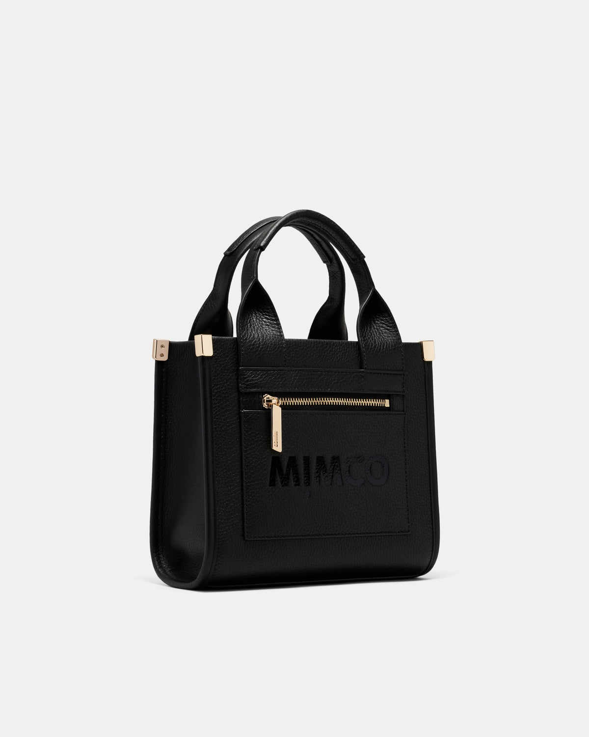 Patch Leather Mini Tote Bag - Black Light Gold