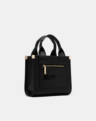 Patch Leather Mini Tote Bag - Black Light Gold
