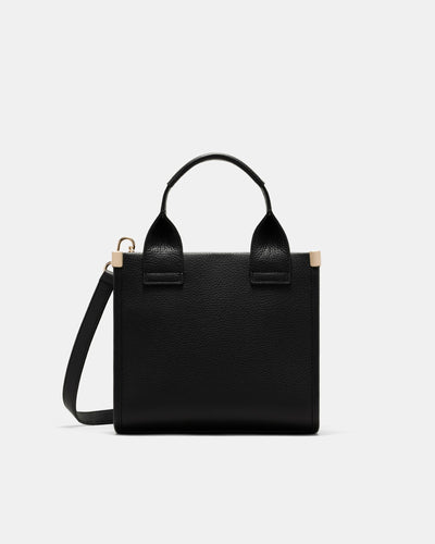 Patch Leather Mini Tote Bag - Black Light Gold