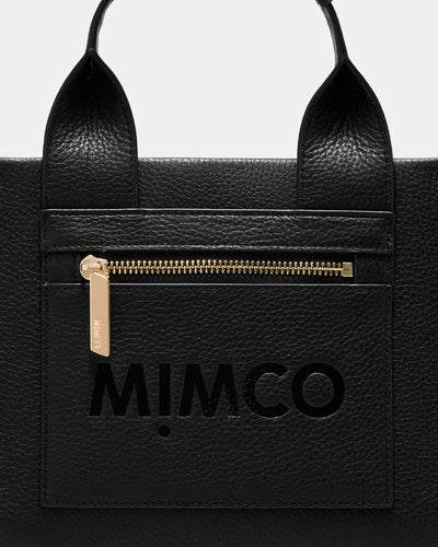 Patch Leather Mini Tote Bag - Black Light Gold