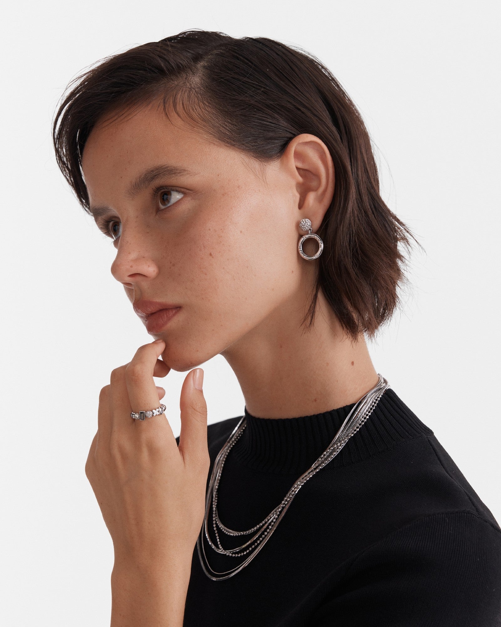 Circulate Drop Earrings - Silver