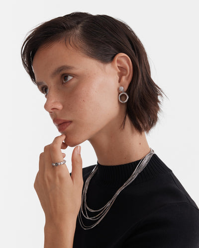 Circulate Drop Earrings - Silver