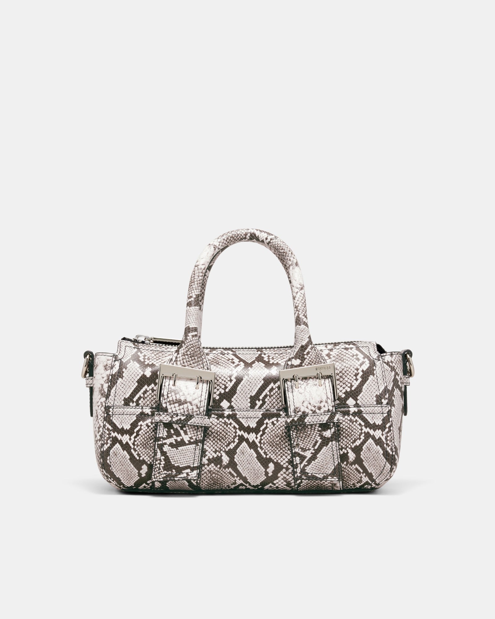Buckle Up East West Bowler Bag - Ivory Snake