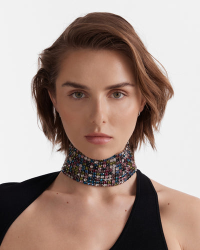 Dazzle Crystal Choker Necklace - Multicolour