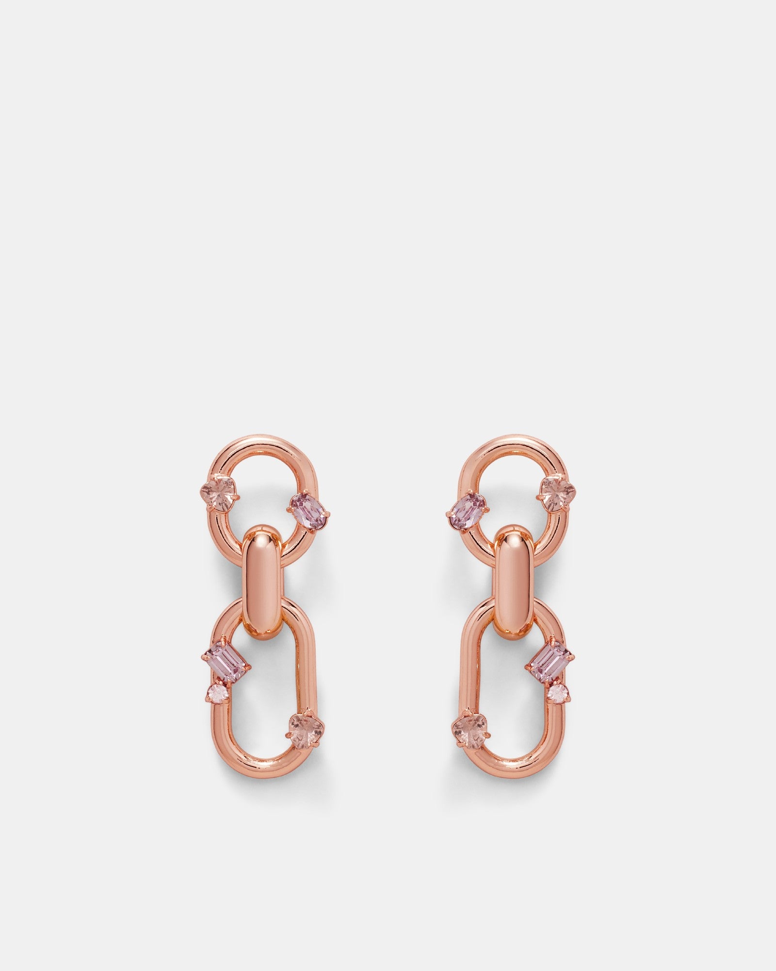 Found Link Drop Earrings - Rose Gold