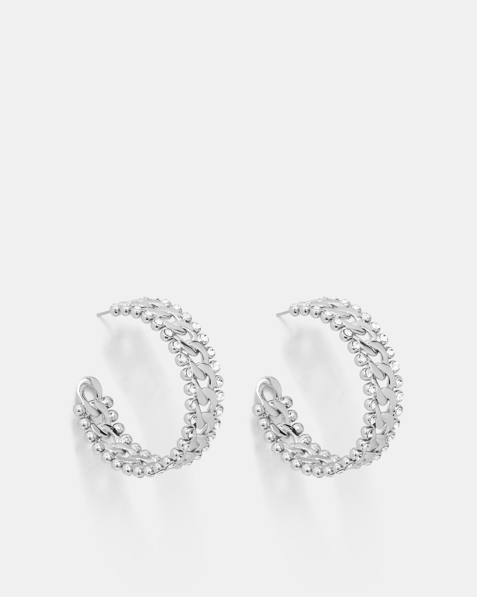 Lost Chain Hoop Earrings - Silver