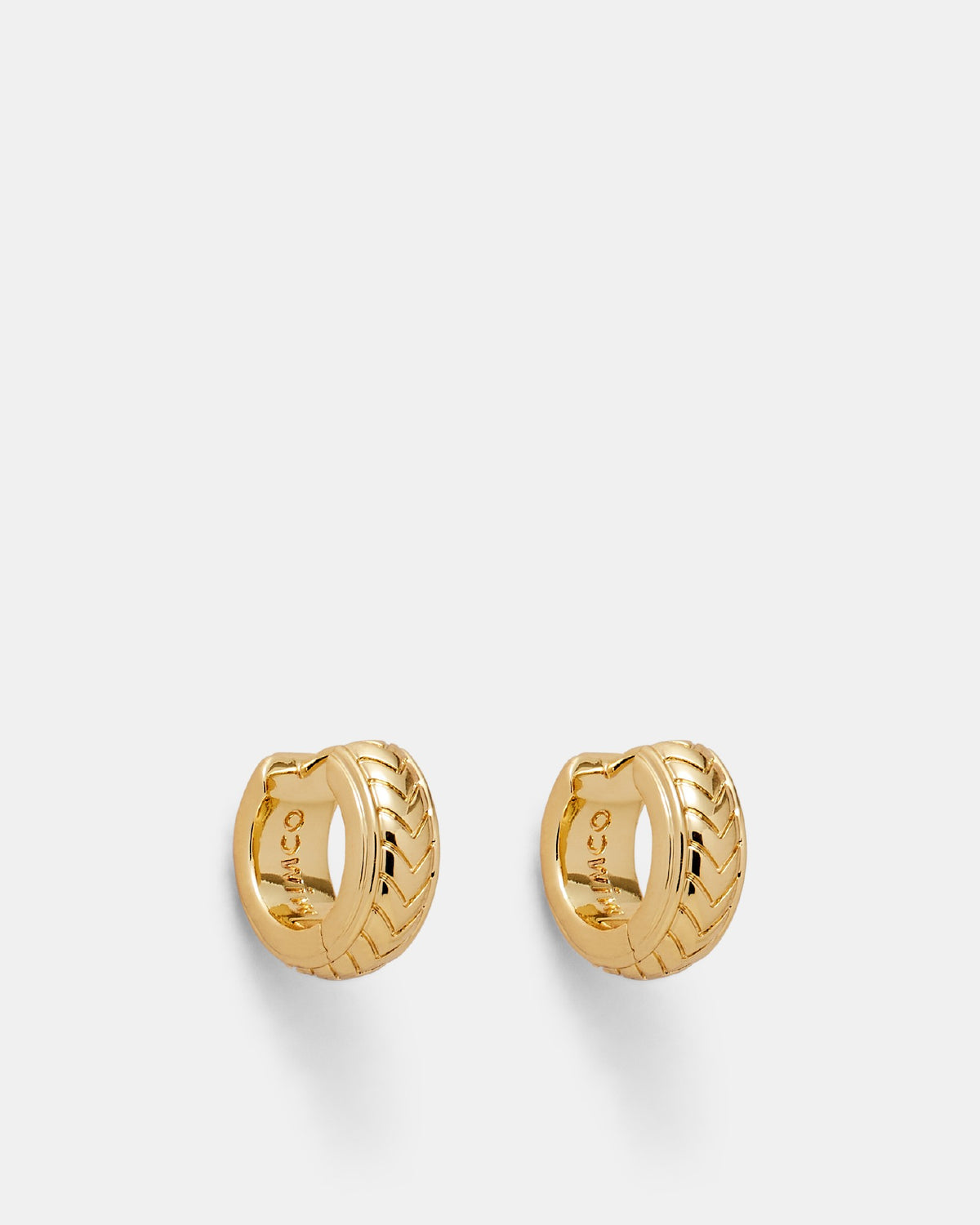 Tracked Huggie Hoop Earrings - Gold