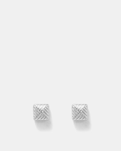 Weave Around Stud Earrings - Silver