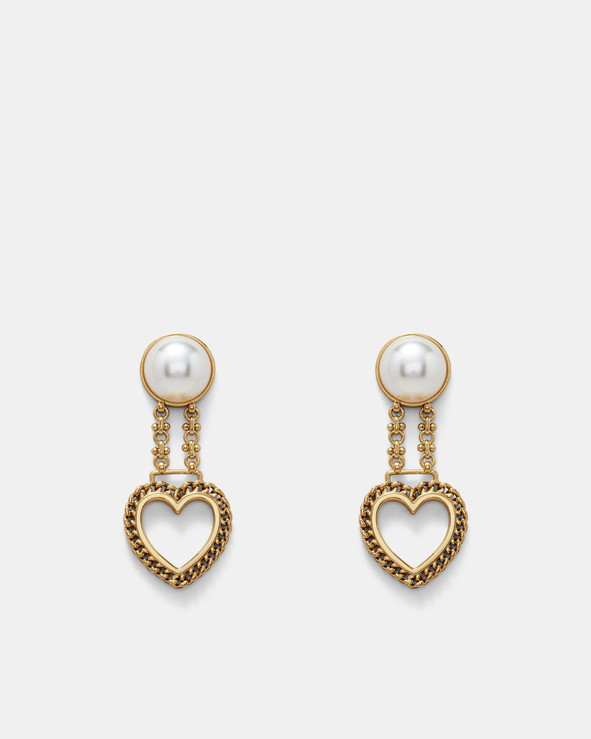 Chained Heart Earrings - Gold