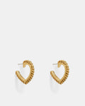 Chained Heart Hoop Earrings - Gold