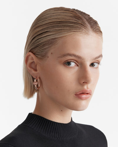 Descent Huggie Hoop Earrings - Rose Gold