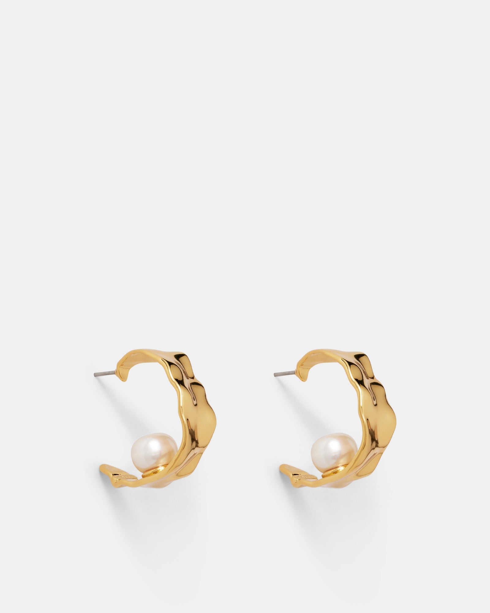 Moonrise Pearl Hoop Earrings - Gold