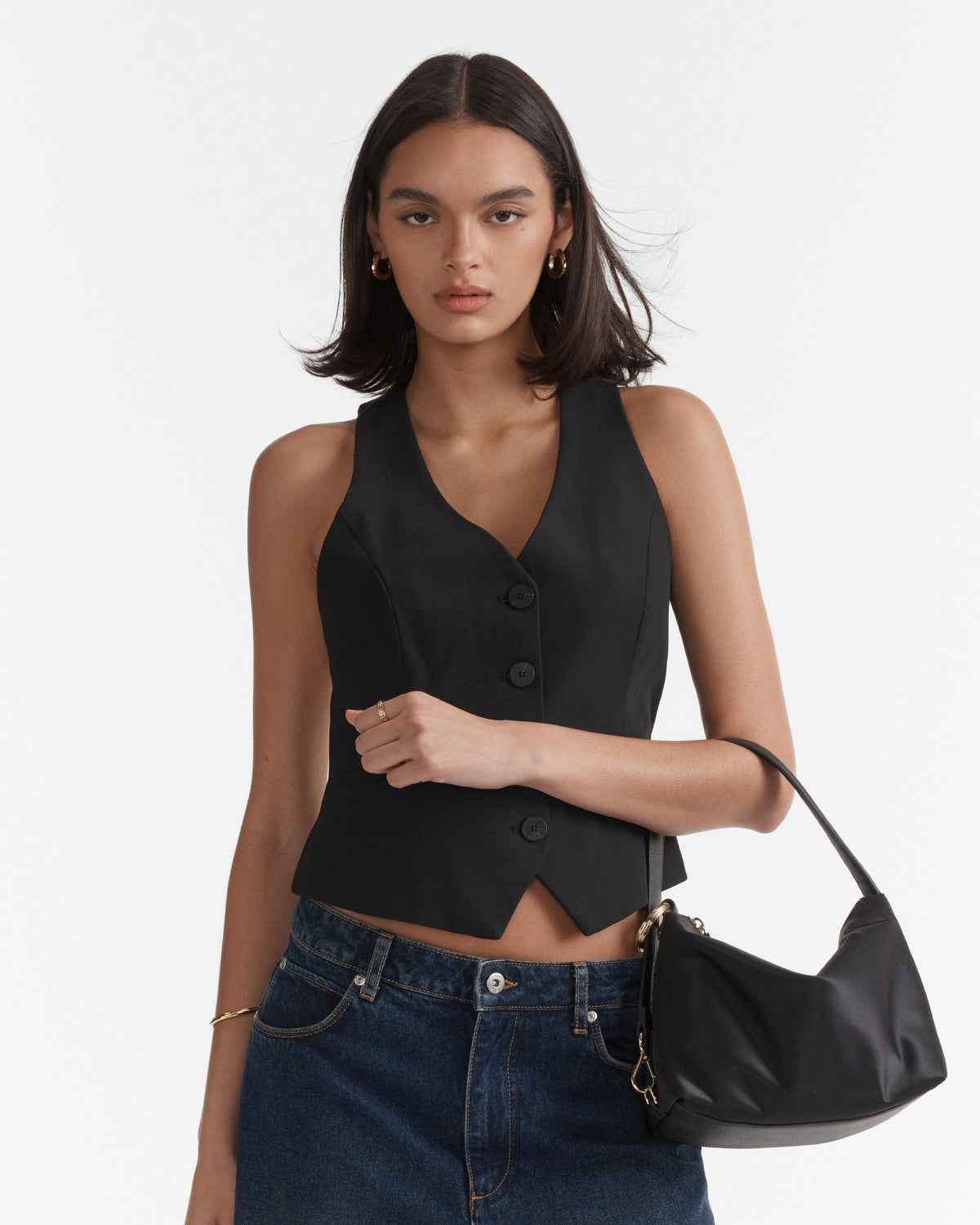 Melrose Shoulder Bag - Black Light Gold