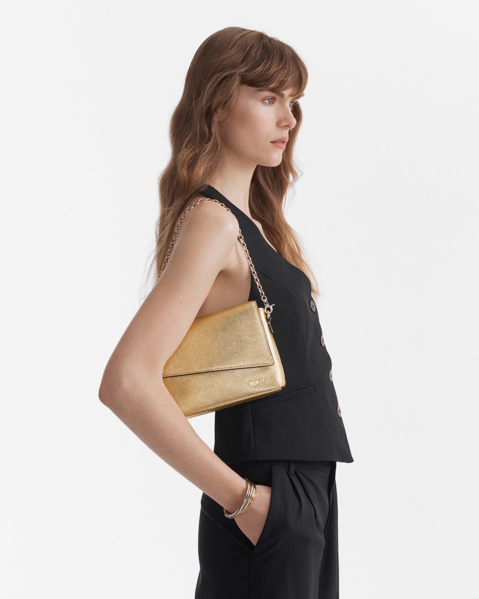 Drift Flapover Shoulder Bag - Light Gold