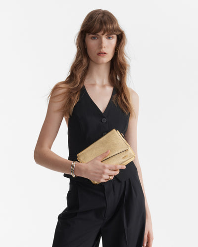 Drift Flapover Shoulder Bag - Light Gold