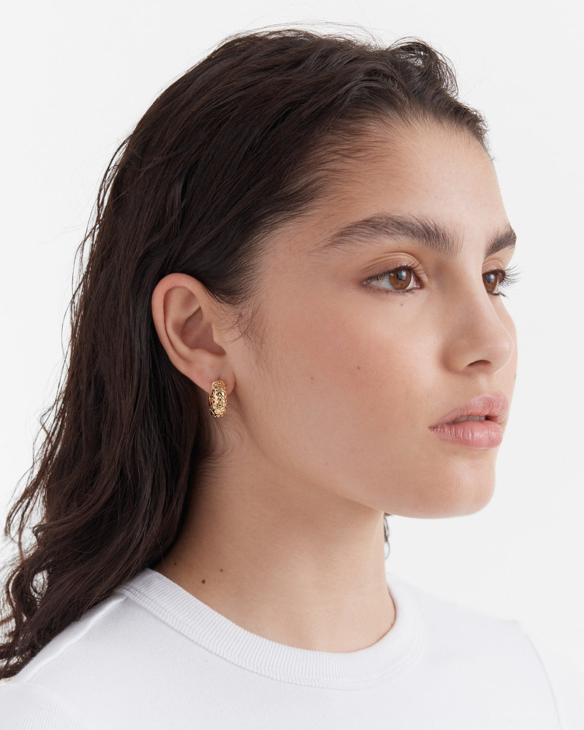 Cool Cat Huggie Hoop Earrings - Gold