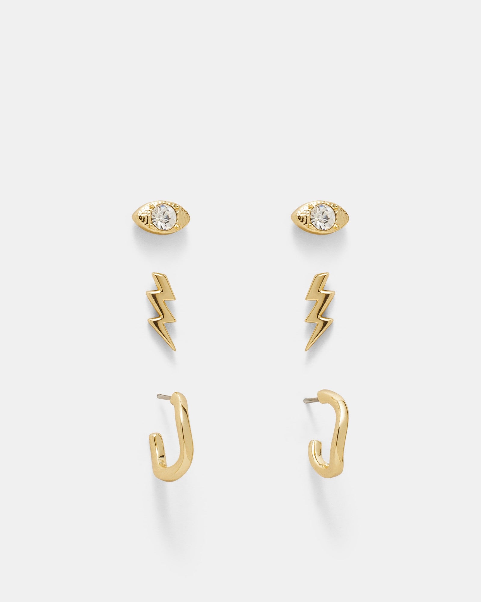 Rock Chick Earrings Set - Gold
