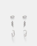 Rock Chick Earrings Set - Silver