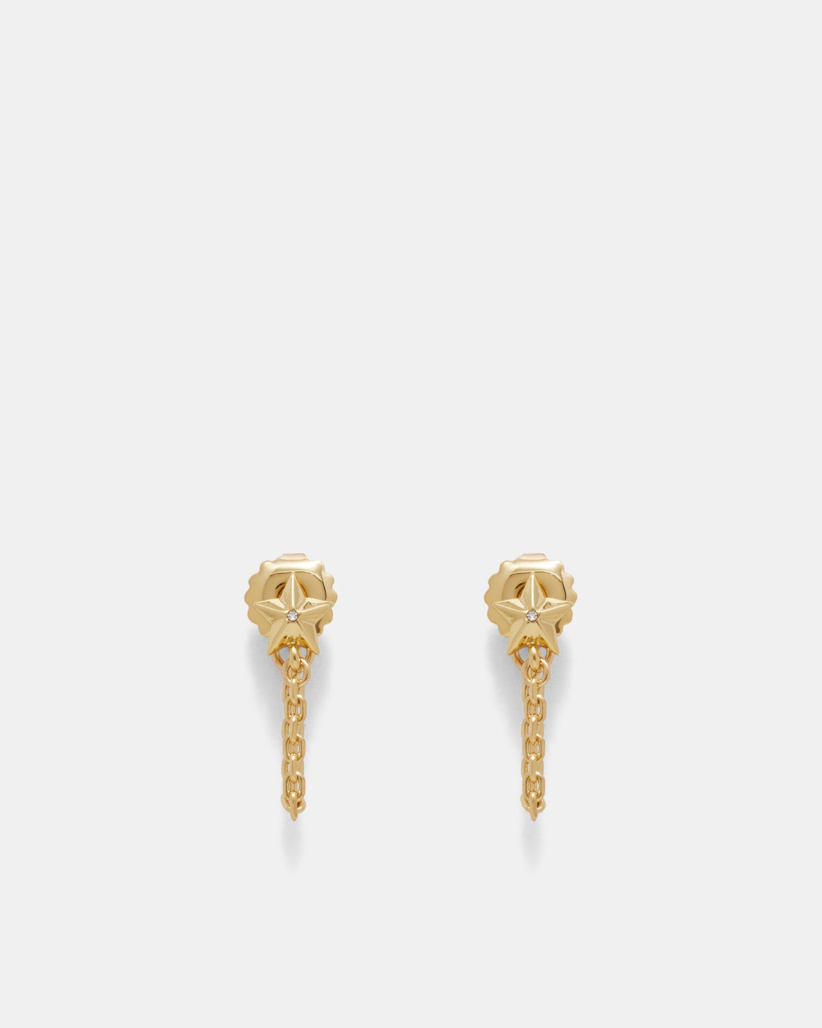 Star Struck Chain Stud Earrings - Gold