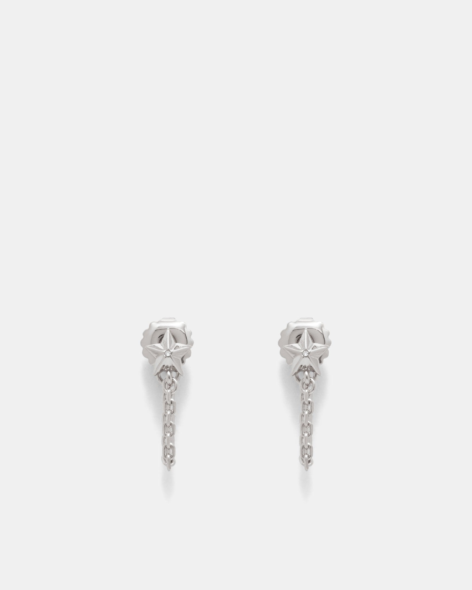 Star Struck Chain Stud Earrings - Silver