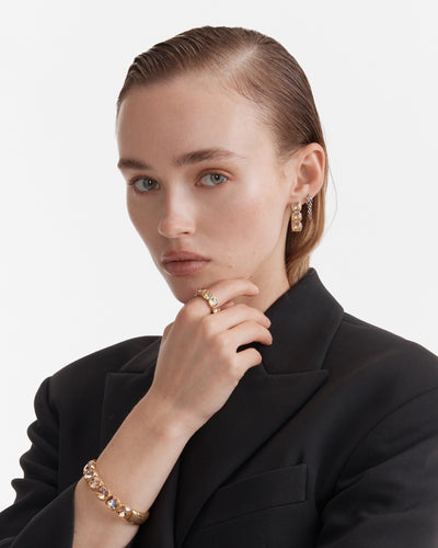 On The Rocks Huggie Hoop Earrings - Gold