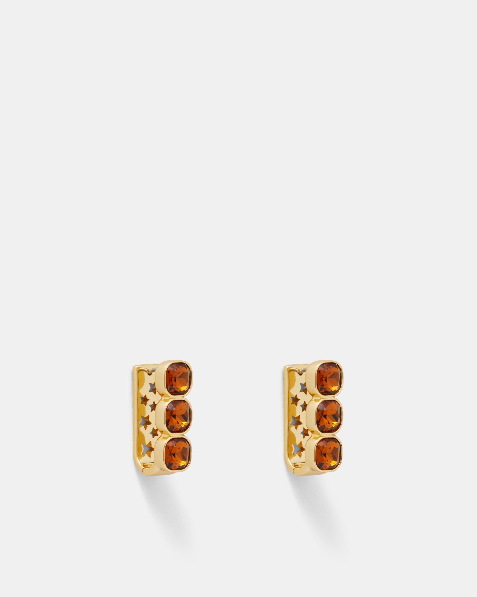On The Rocks Huggie Hoop Earrings - Cognac