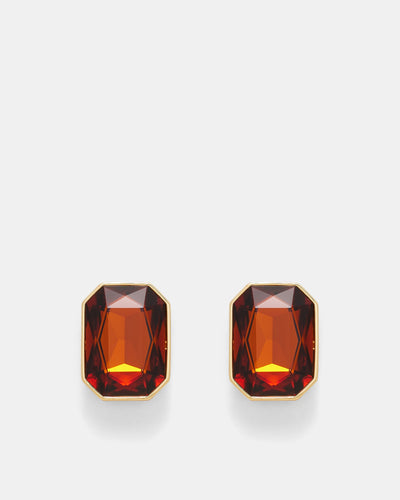 On The Rocks Large Stud Earrings - Cognac