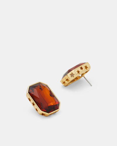 On The Rocks Large Stud Earrings - Cognac