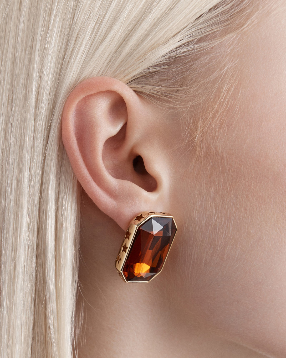 On The Rocks Large Stud Earrings - Cognac
