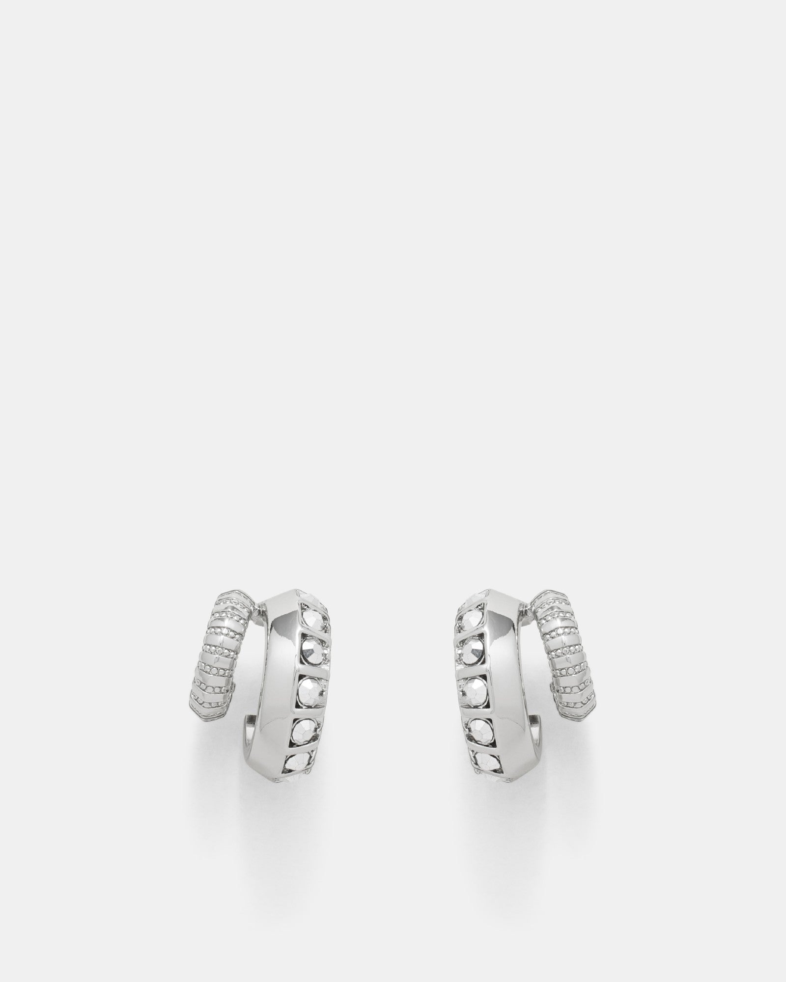 Melody Duo Hoop Earrings - Silver