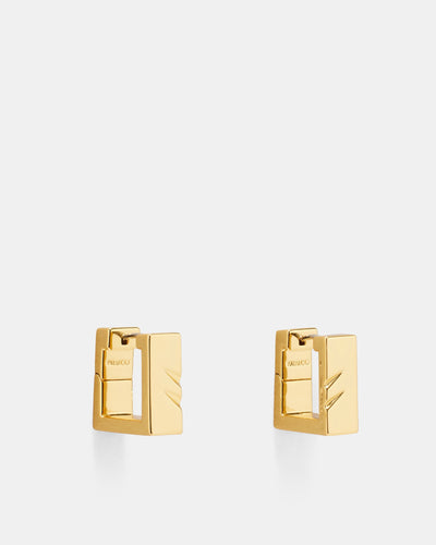 Instrumental Square Huggie Hoop Earrings - Gold