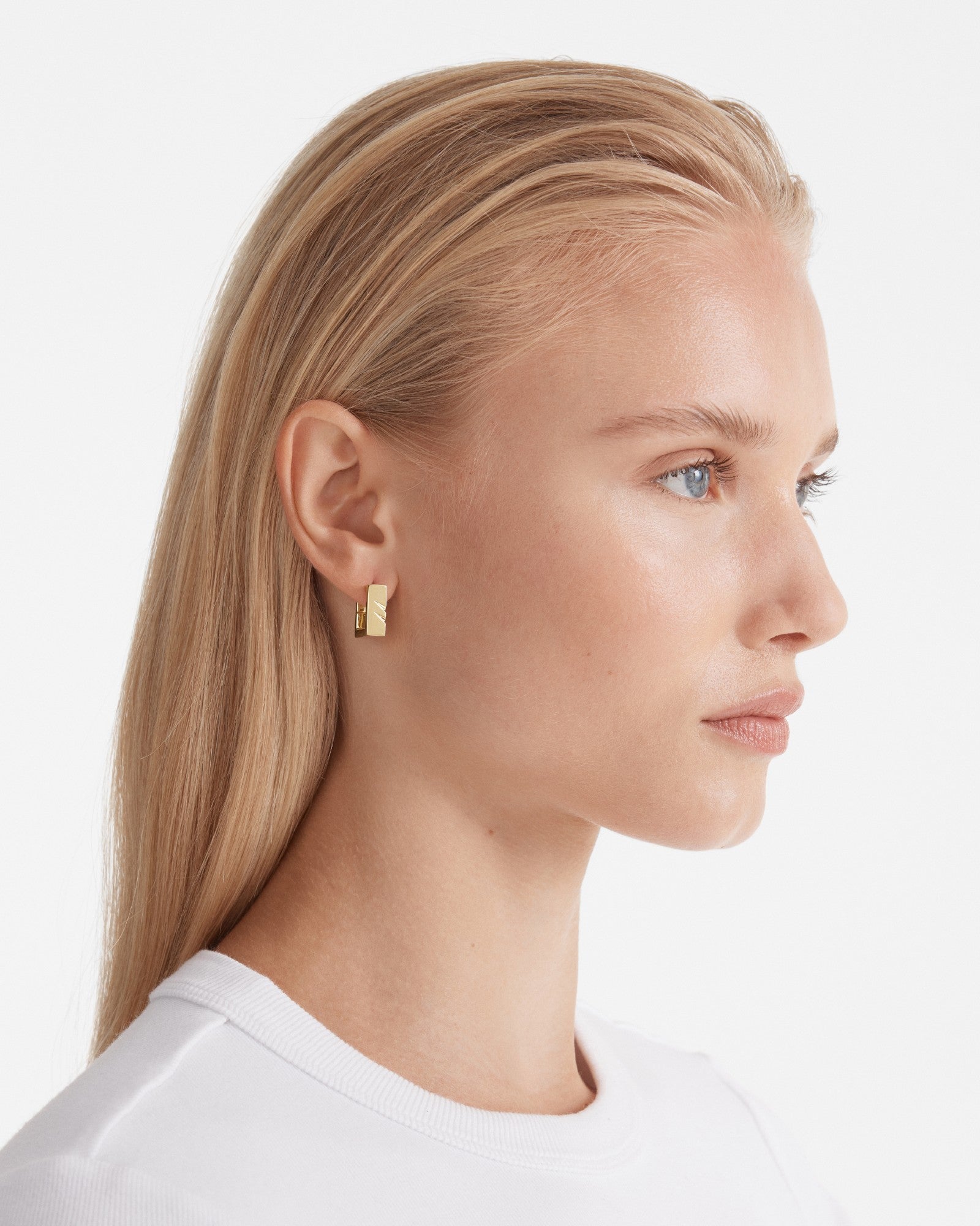 Instrumental Square Huggie Hoop Earrings - Gold