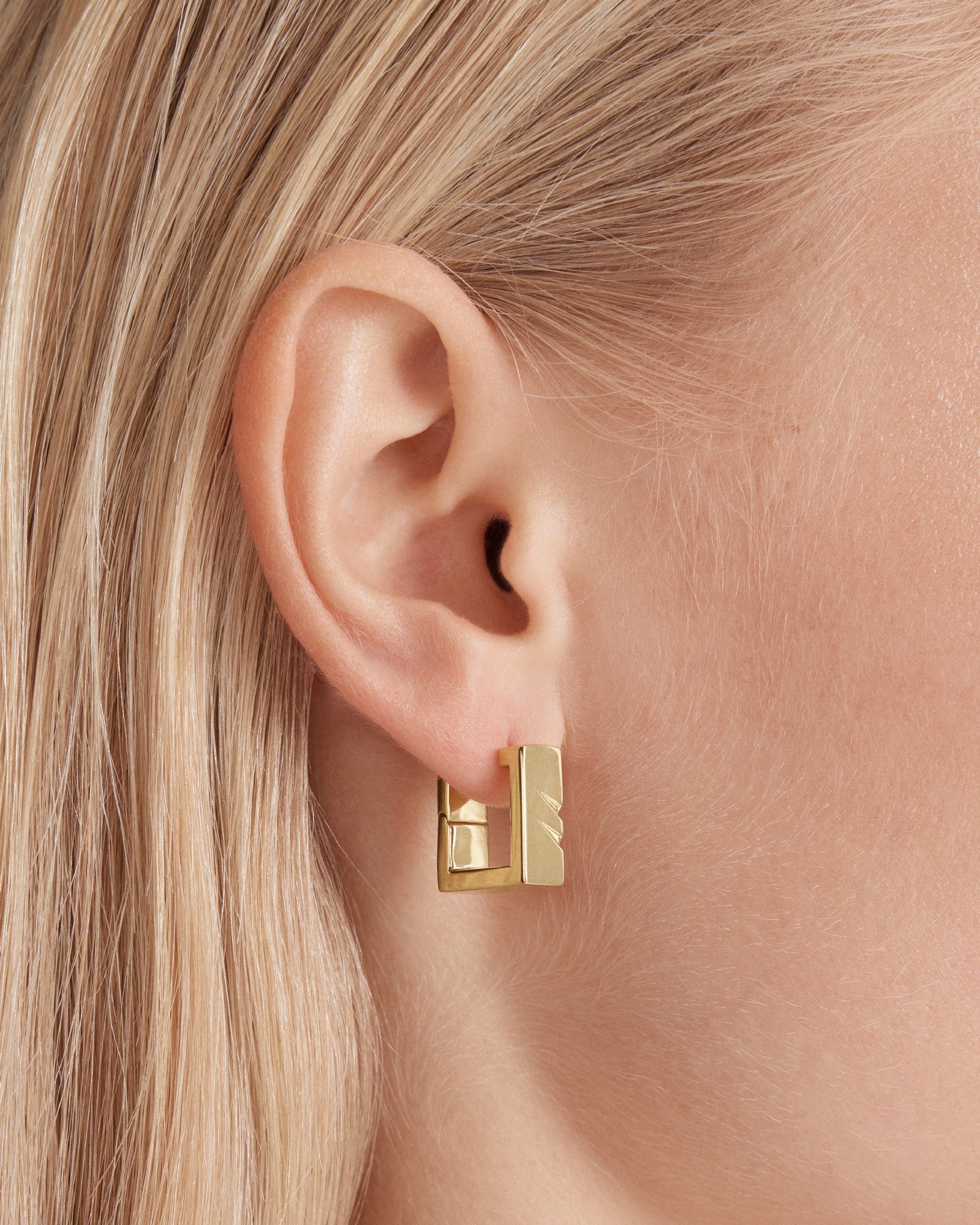 Instrumental Square Huggie Hoop Earrings - Gold