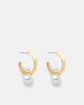 The Edge Pearl Hoop Earrings - Gold