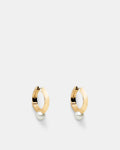 The Edge Pearl Huggie Hoop Earrings - Gold