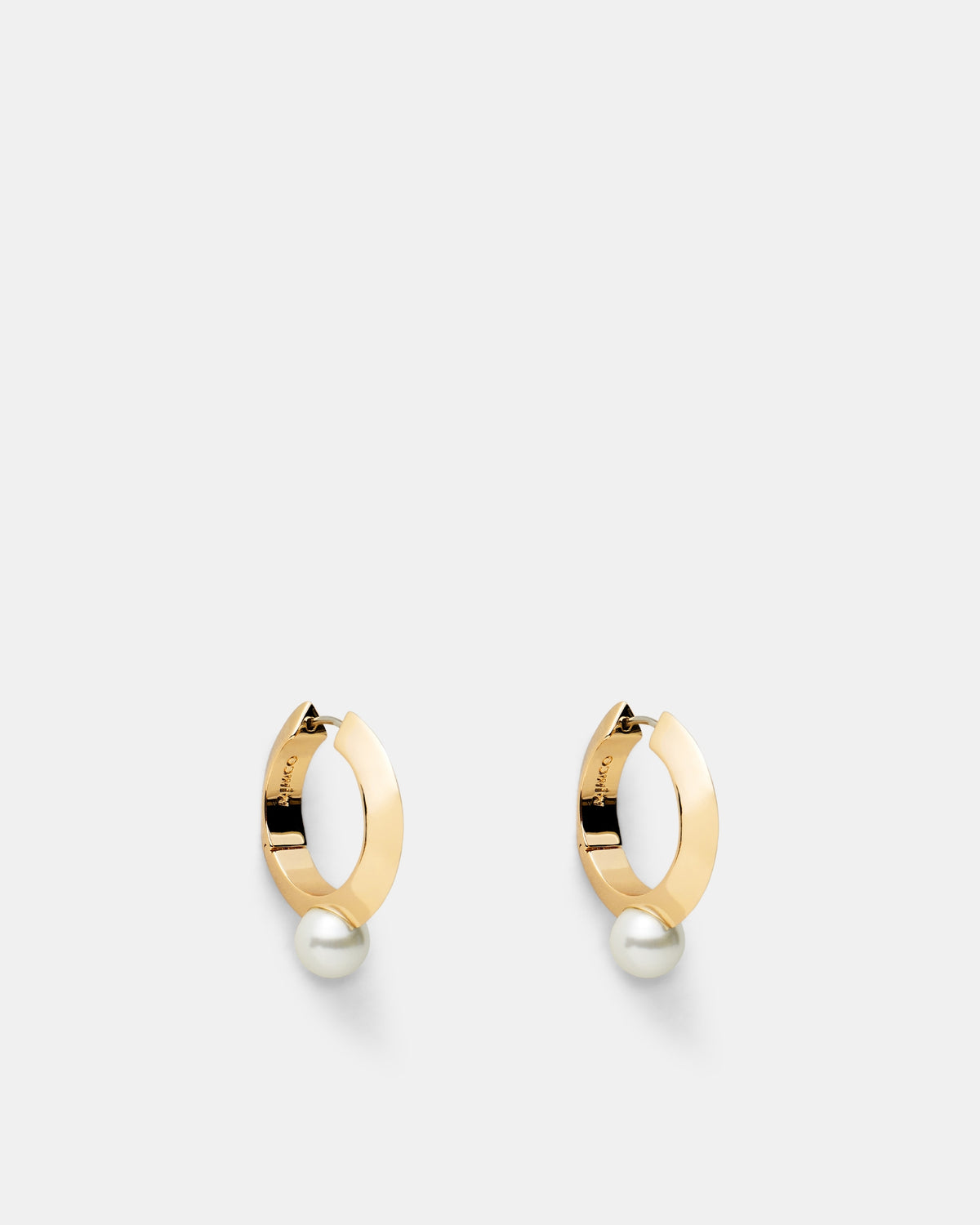 The Edge Pearl Huggie Hoop Earrings - Gold