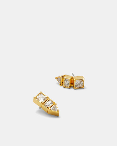 Verse Crystal Stud Earrings - Gold