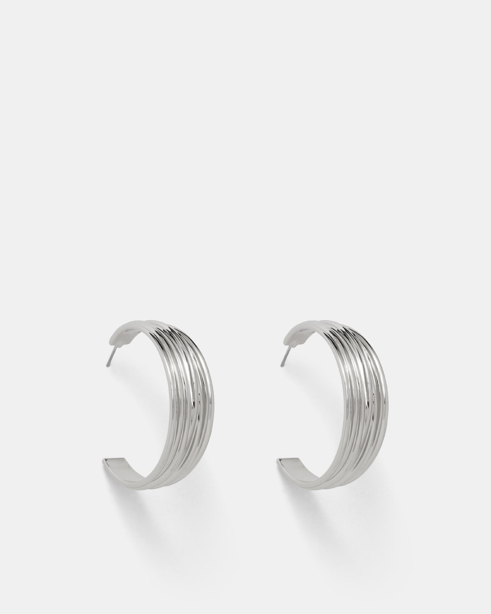 Bassline Large Hoop Earrings - Silver