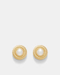 Spiralling Pearl Stud Earrings - Gold