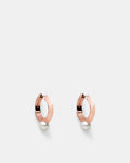 The Edge Pearl Huggie Hoop Earrings - Rose Gold