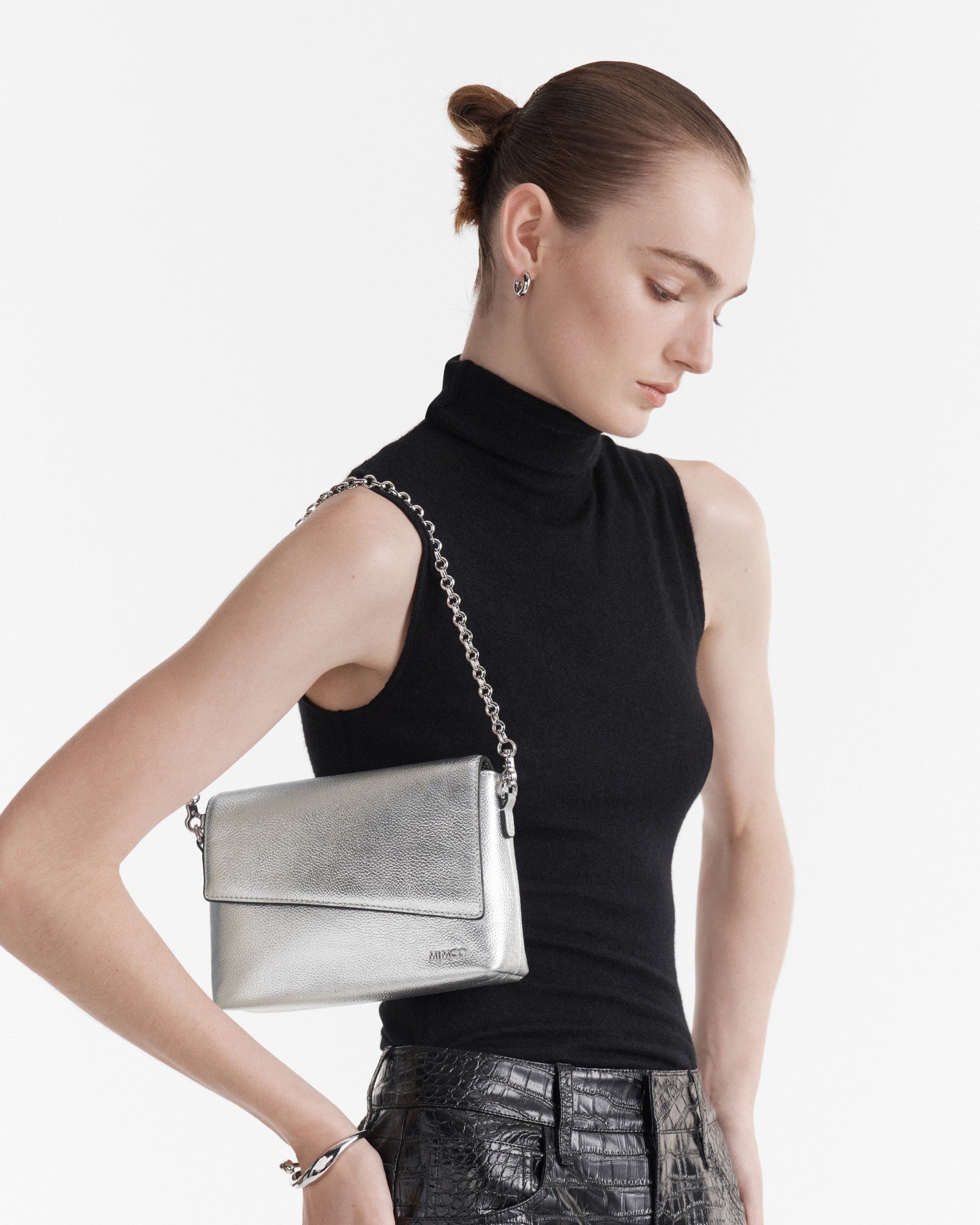 Drift Flapover Shoulder Bag - Silver