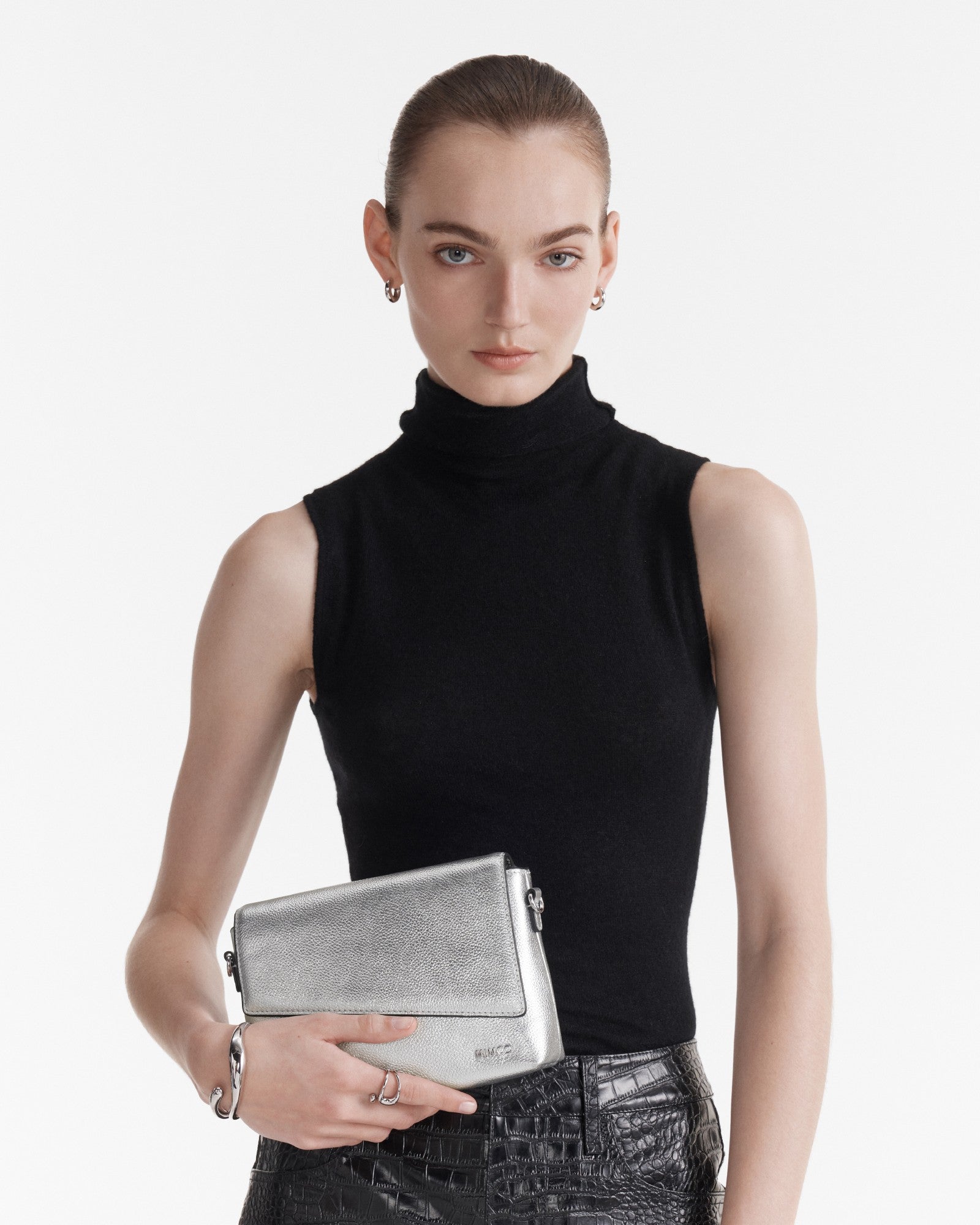 Drift Flapover Shoulder Bag - Silver