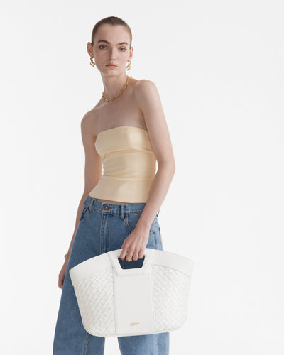 Palm Springs Basket Bag - White
