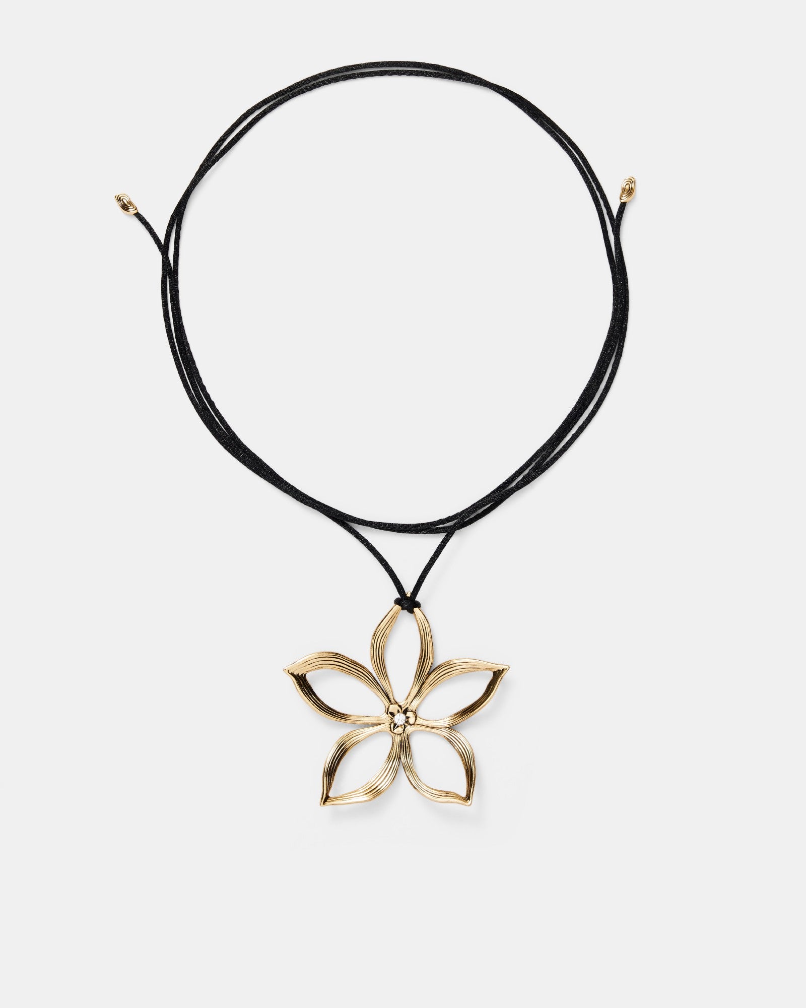 Wild Flower Cord Necklace - Black