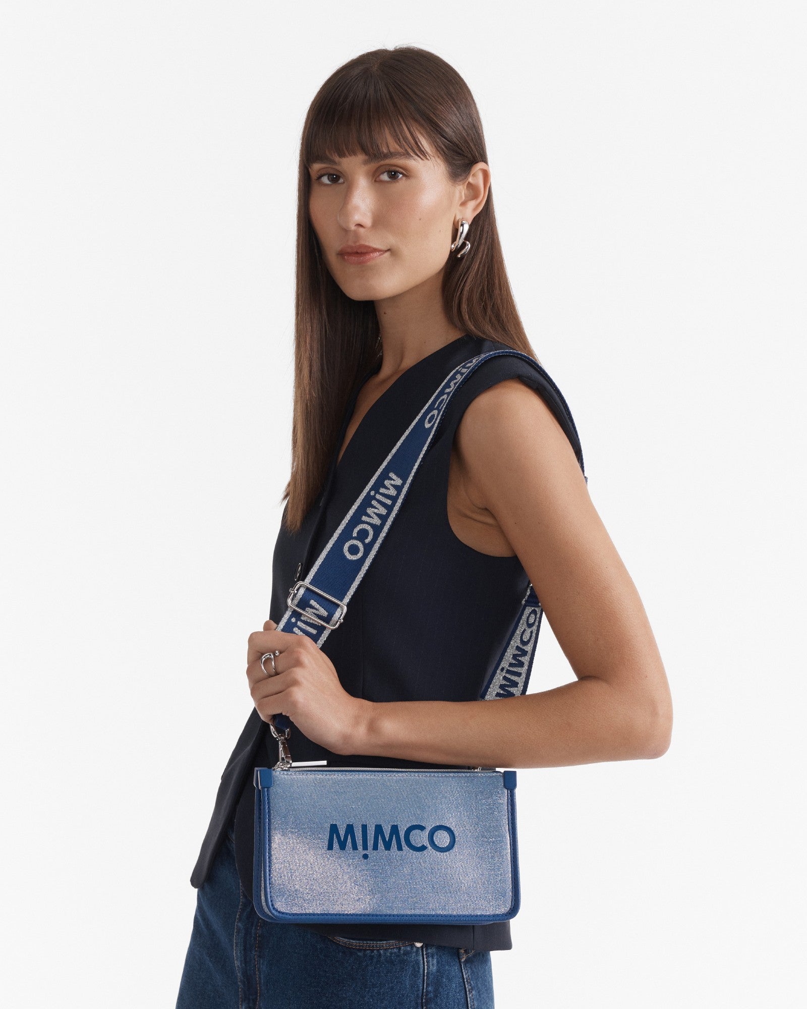 Patch Crossbody Bag - Metallic Blue