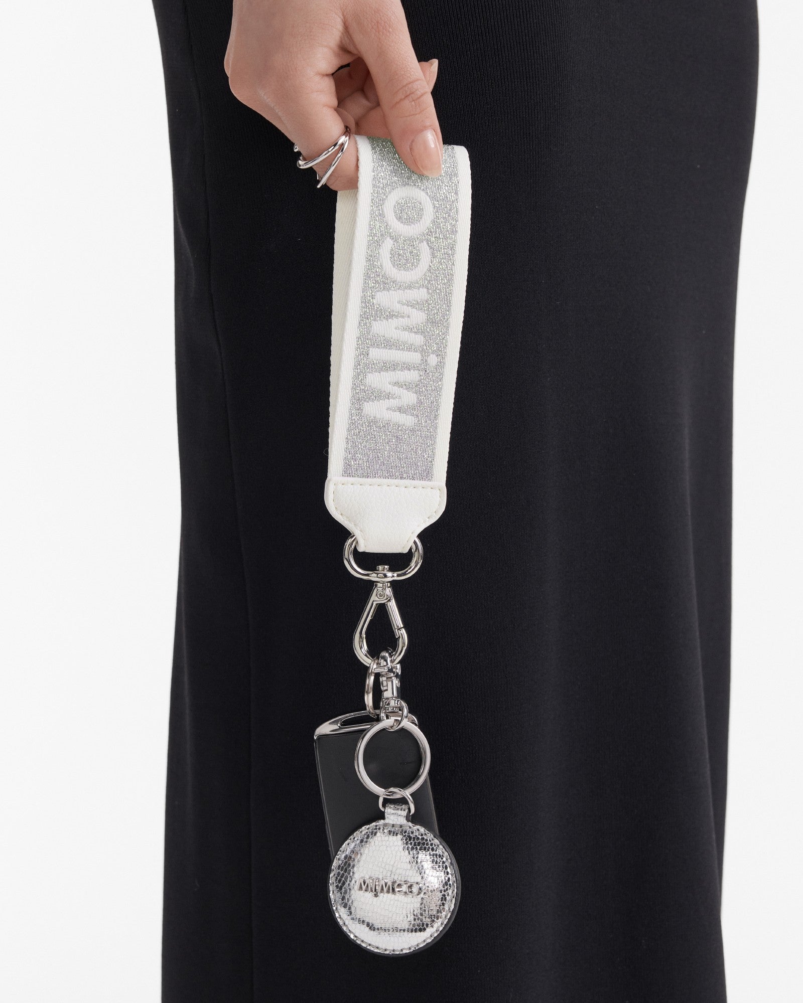 Stripe Webbing Wrist Strap - Silver