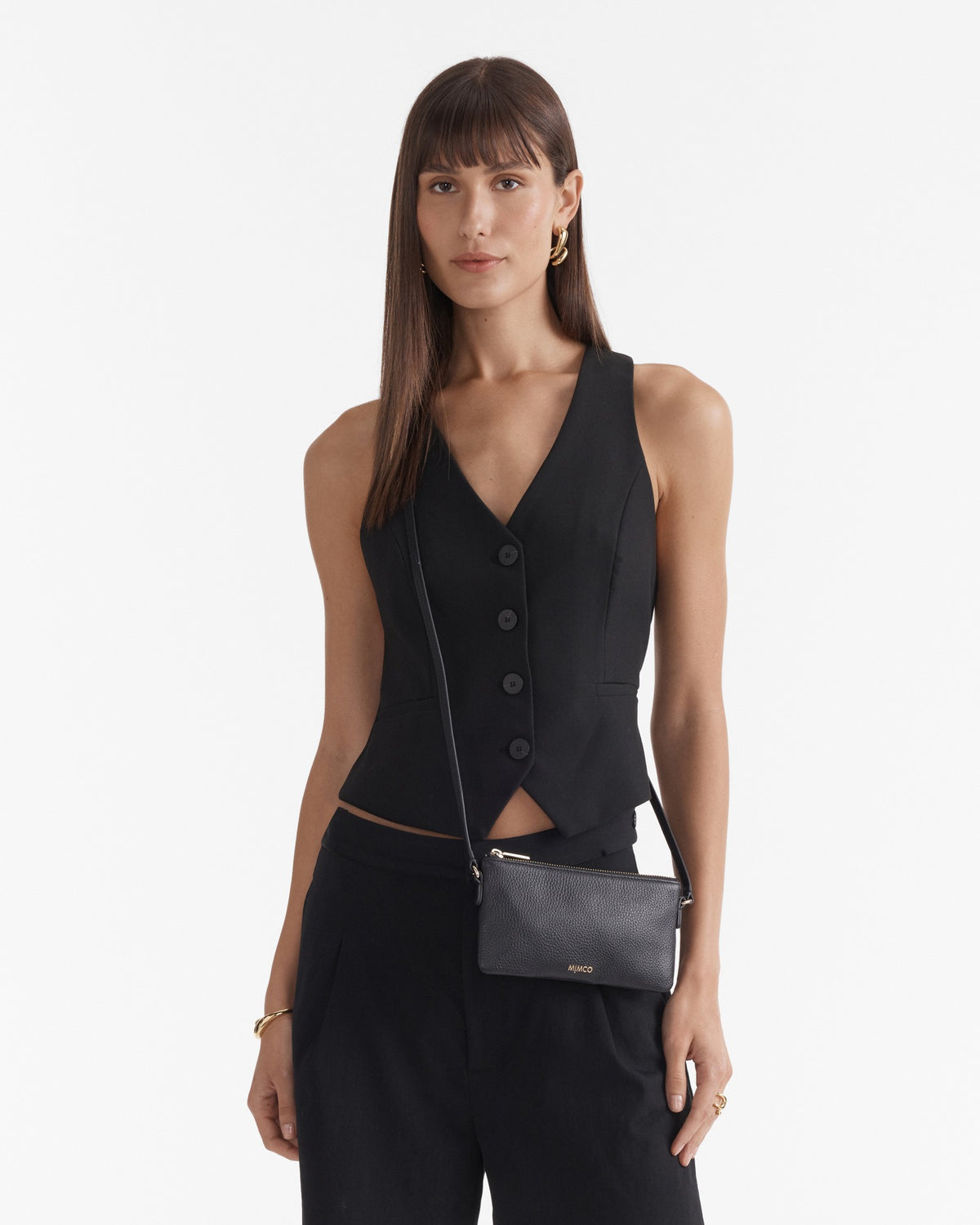 Rhiannon Pouch Crossbody Bag - Black Light Gold