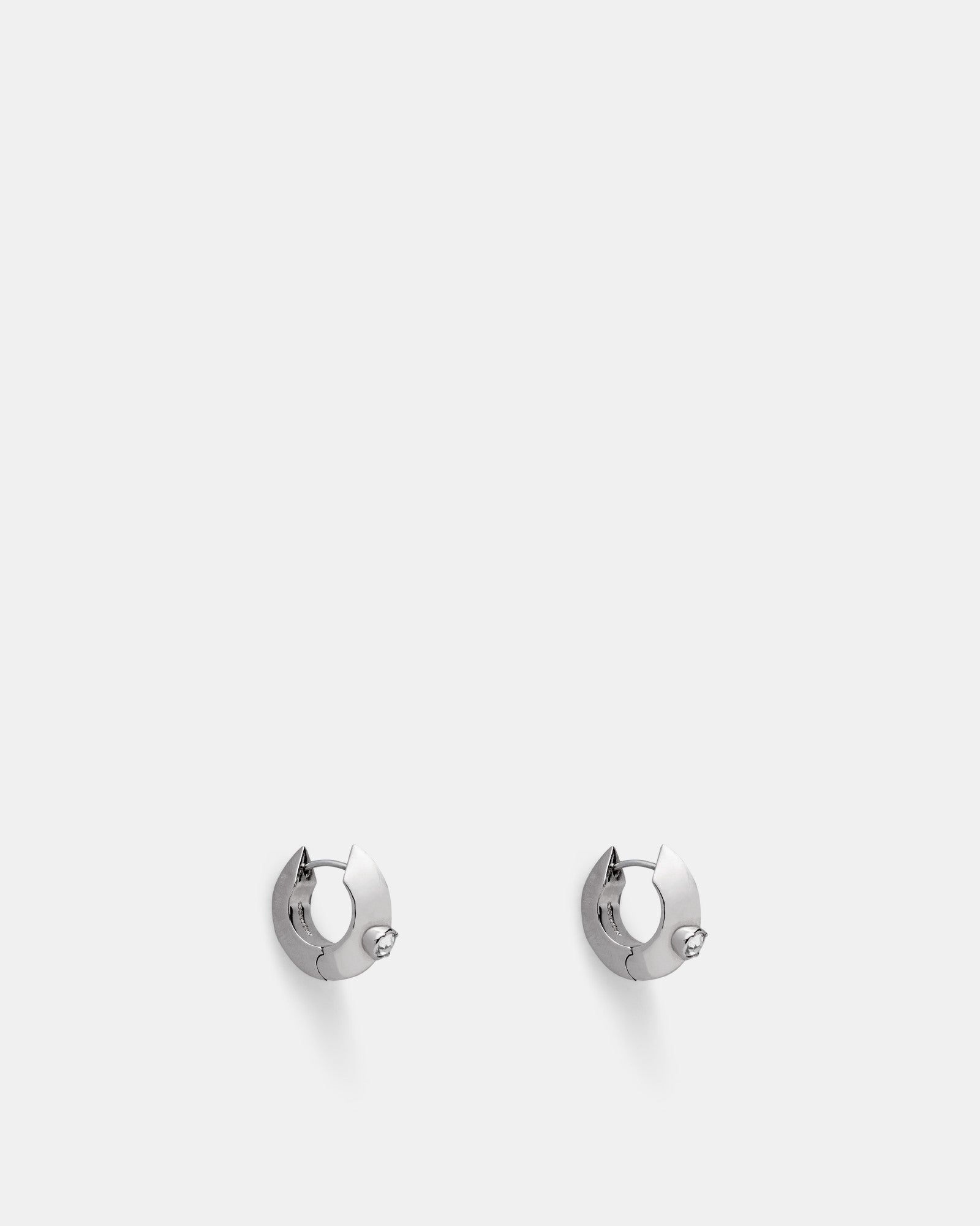 The Edge Huggie Hoop Earrings - Silver