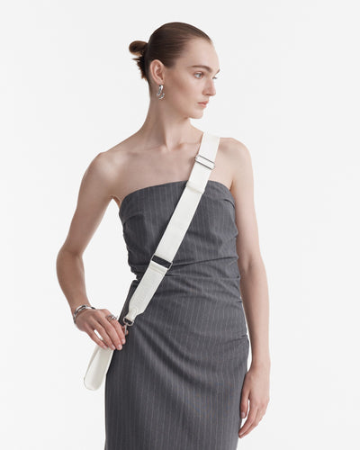 Stripe Webbing Bag Strap - White