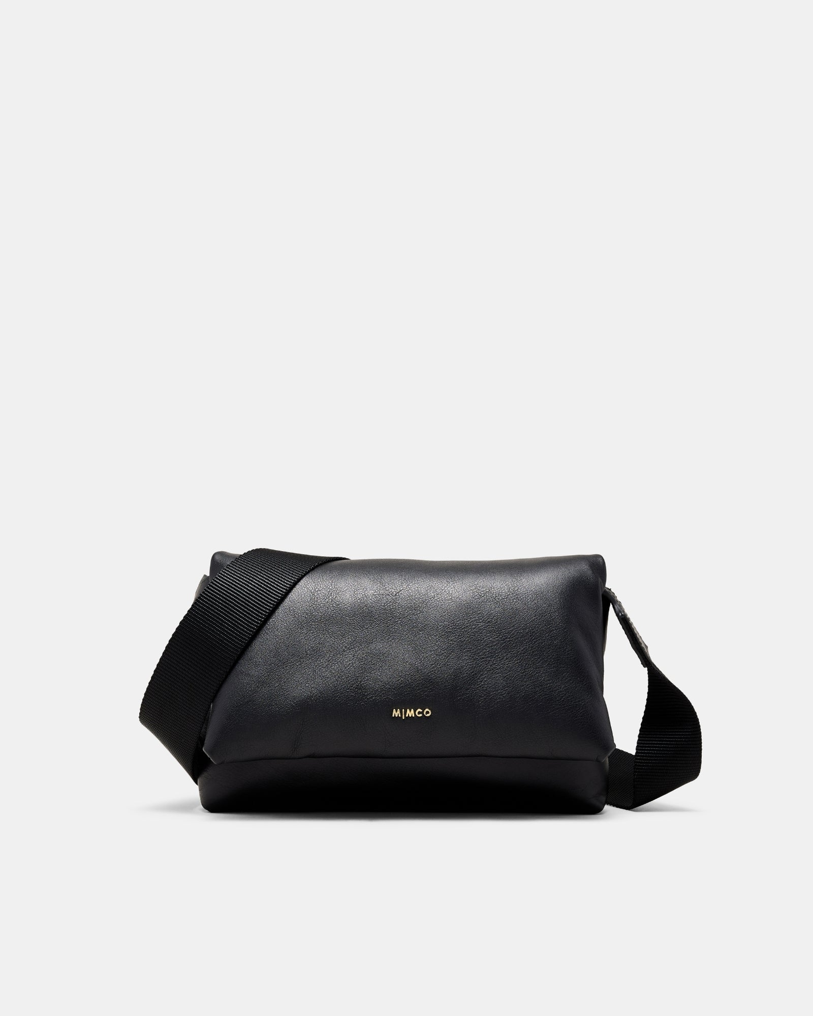 Puffy Leather Mini Crossbody Bag - Black Light Gold